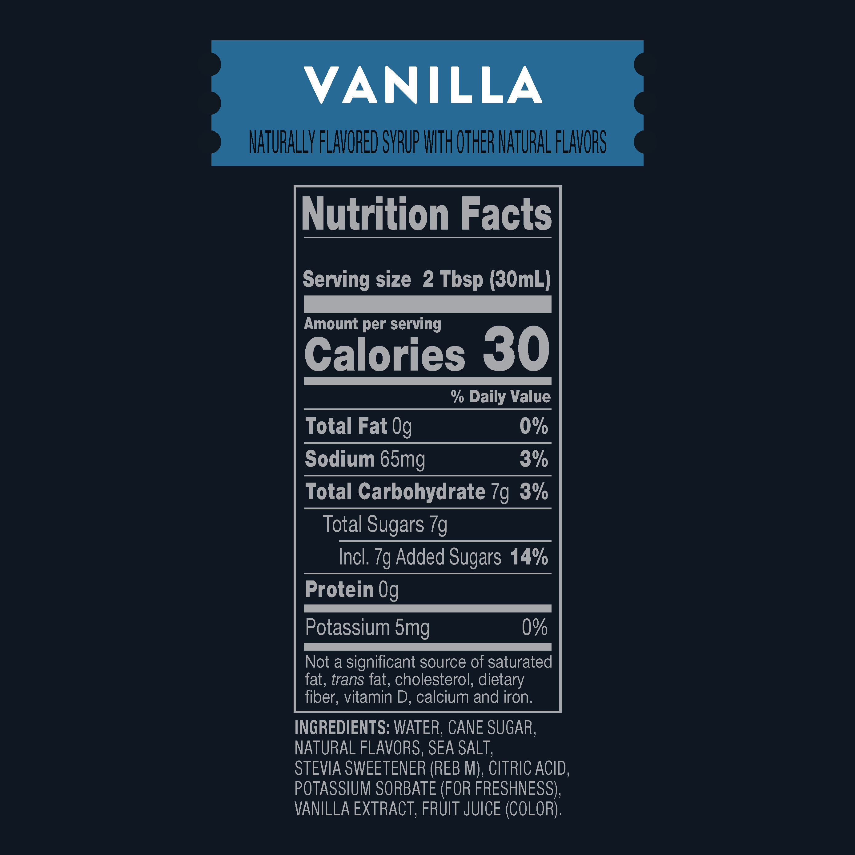 Flavored Vanilla Syrup Nutrition Facts